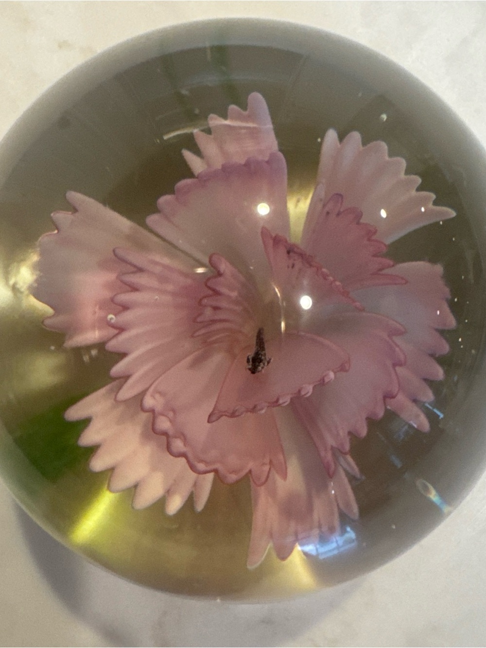 Silvestri Pink Layered Glass Flower Sculpture Art Glass Vintage
